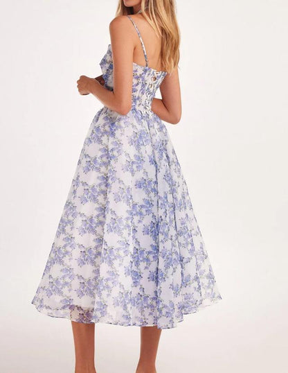 Floral Printed Strap Midi Dress