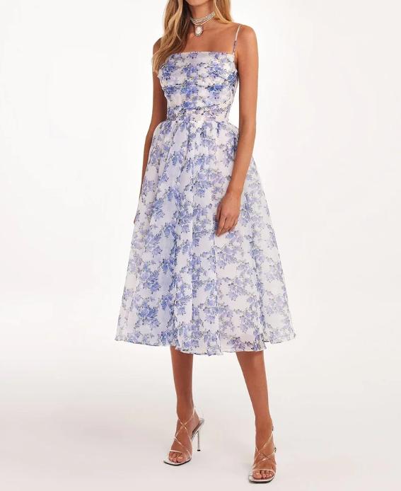 Floral Printed Strap Midi Dress